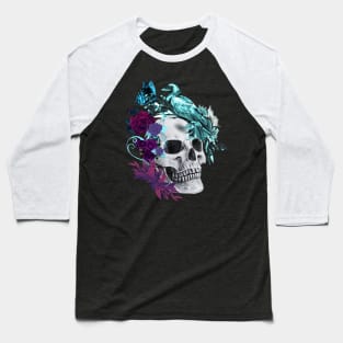 skull art with raven Baseball T-Shirt